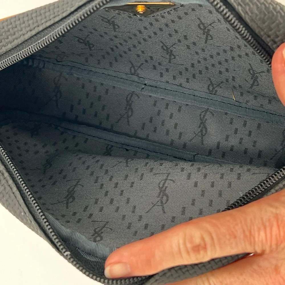 Vintage YSL Black and Tan Toiletry Bag Like New Condition w/Entrupy COA! - Picture 9 of 11